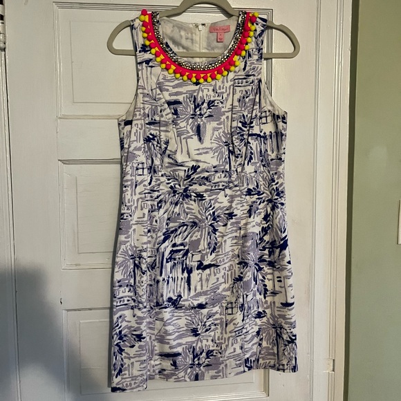 Unique Lilly Pulitzer Purple Dress with Neck Details - Picture 1 of 5